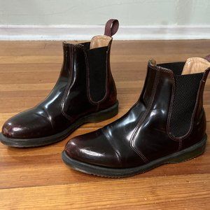 Dr. Martens Flora Arcadia Leather Chelsea Boots Patent Cherry Red Size 8